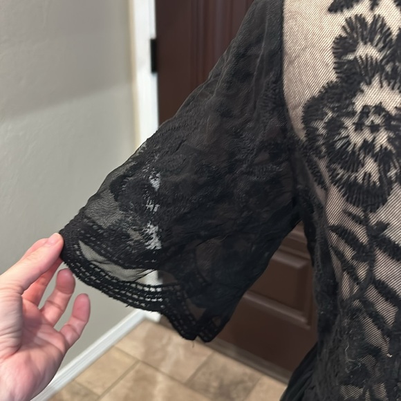 Black Lace Maxi Dress With Deep Vneck - Picture 6 of 9